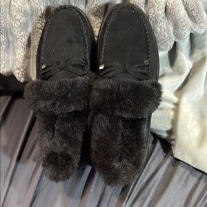 Black Fur-Lined Loafers